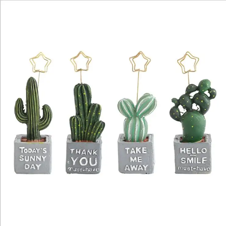 New Resin Kawaii Cactus Wedding Photo Clip Memo Note Holder Message Paper Clip Card  Desk Holder Office Home Table Decoration