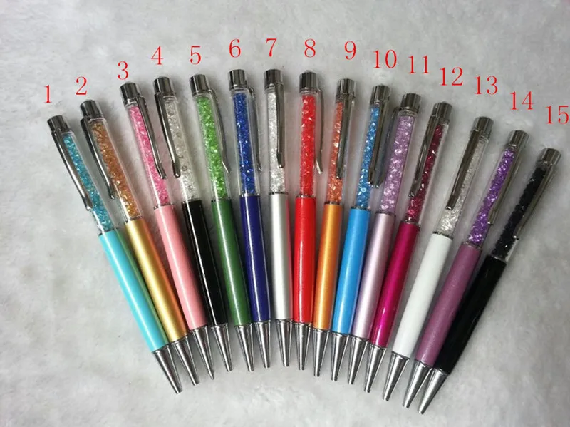 Diamond on Top Crystal Pen Metal case gift elements Crystal Ballpoint Pen stylo For office school wedding