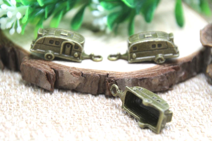 10pcs-Camper Trailer charms, Antique Bronze Travel Trailers Charm pendants 27x10x10mm