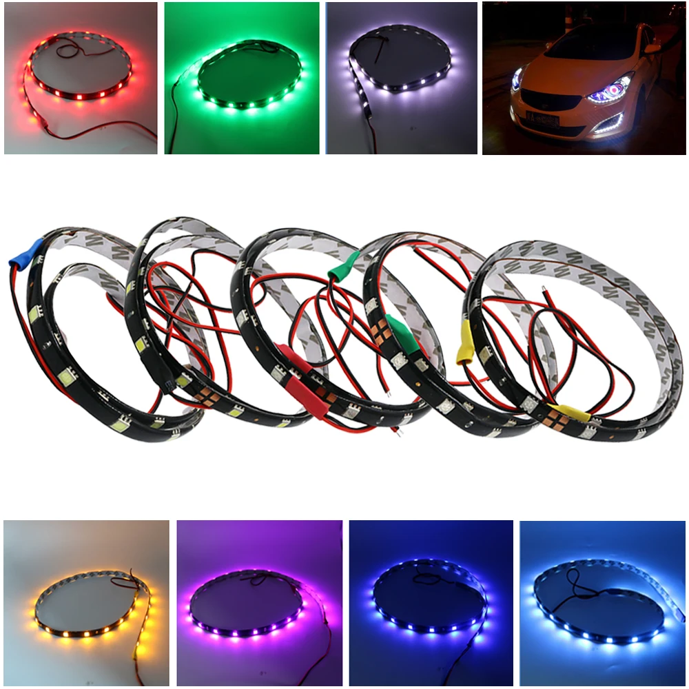 

60cm Car Decorative Lamp colorful LED Strip 12v 5050 Waterproof Flexible Strip Light Tape Daytime Running Lamps DRL Angel Eyes