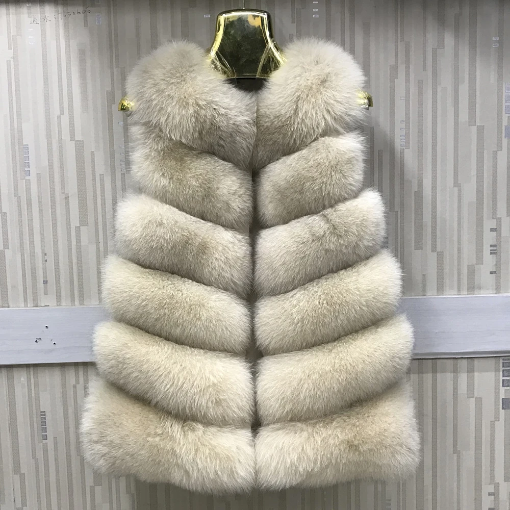 ใหม่ขายร้อนธรรมชาติ Fox Fur Waistcoat ผู้หญิงฤดูใบไม้ร่วงฤดูหนาวคุณภาพอบอุ่นจริงขนสัตว์เสื้อกั๊ก Lady จริง100% fox Fur Gilet