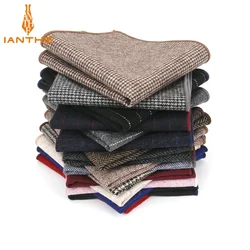 High Quality Hankerchief Scarves Vintage Wool Hankies Men's Pocket Square Handkerchiefs Striped Solid Pocket Hanky 23*23cm