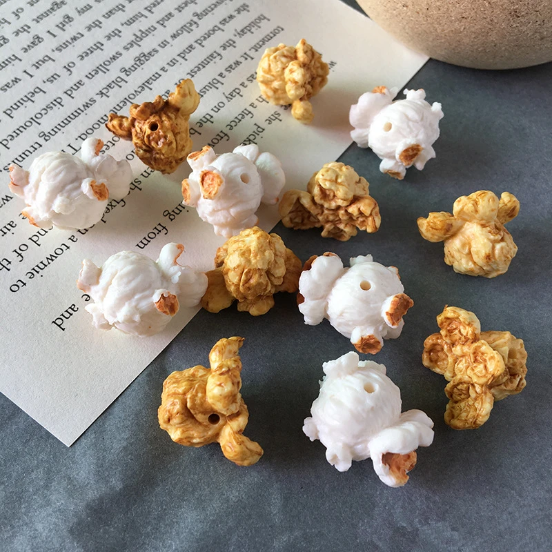 New arrived 30pcs/lot creative popcorn shape resin beads diy jewelry earring/bracelet/garment pendant accessory