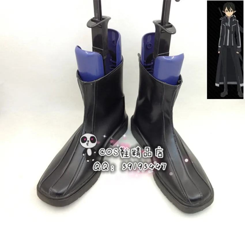 

Sword Art Online Kirito Adult Black Short Cosplay Shoes Boots X002