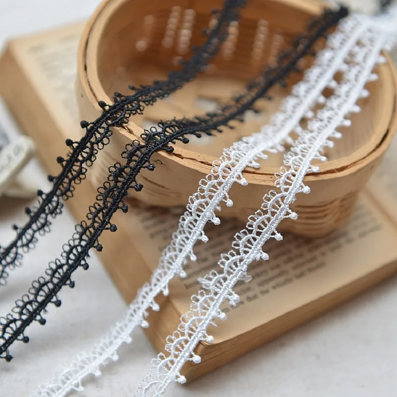 Hot sale refined water soluble embroidery lace and pure and fresh Lace necklace lace accessories 1.3 cm white black