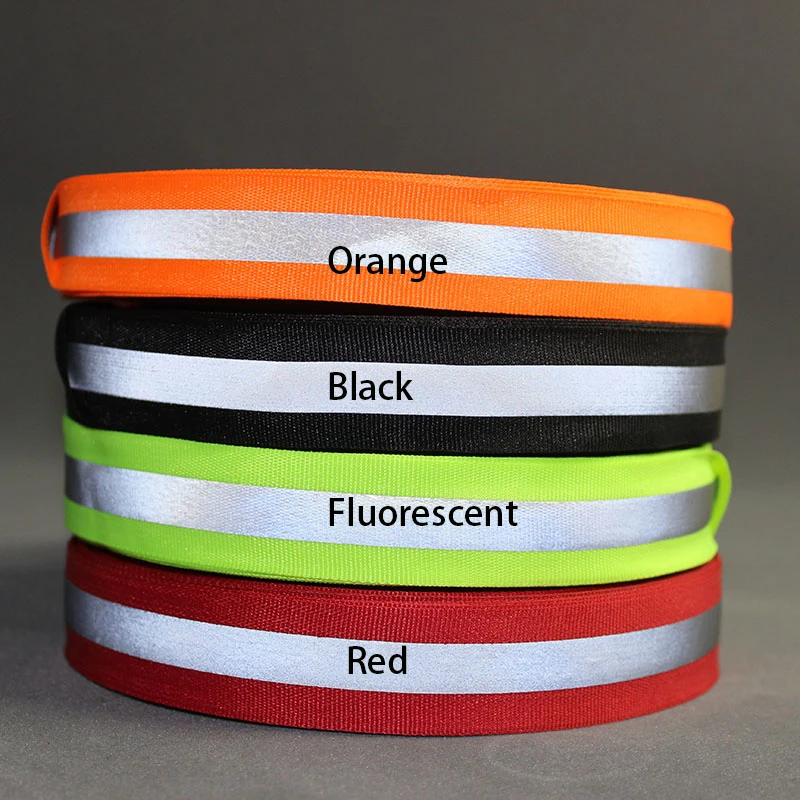 50 Meter, 2,5 cm * 1cm breite, fluoreszierende Reflexion Stoff Band Gurtband Streifen Kanten Braid Trim Nähen Auf Bekleidungs zubehör