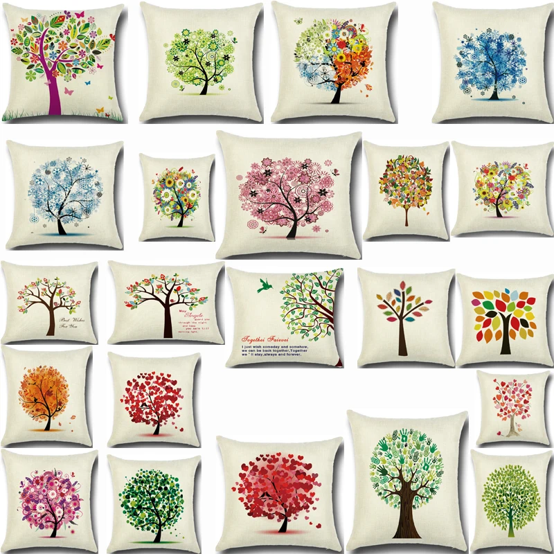 Fashion pillowcase garden clean fresh cartoon pillow case flower tree pattern pillowcase creative home hold pillow without core