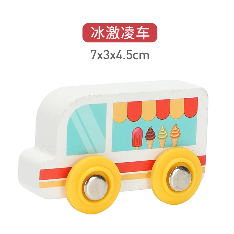 Children\'s Toy car magnetic wooden scene car fire truck car ambulance compatible wooden BR train children\'s toys W2