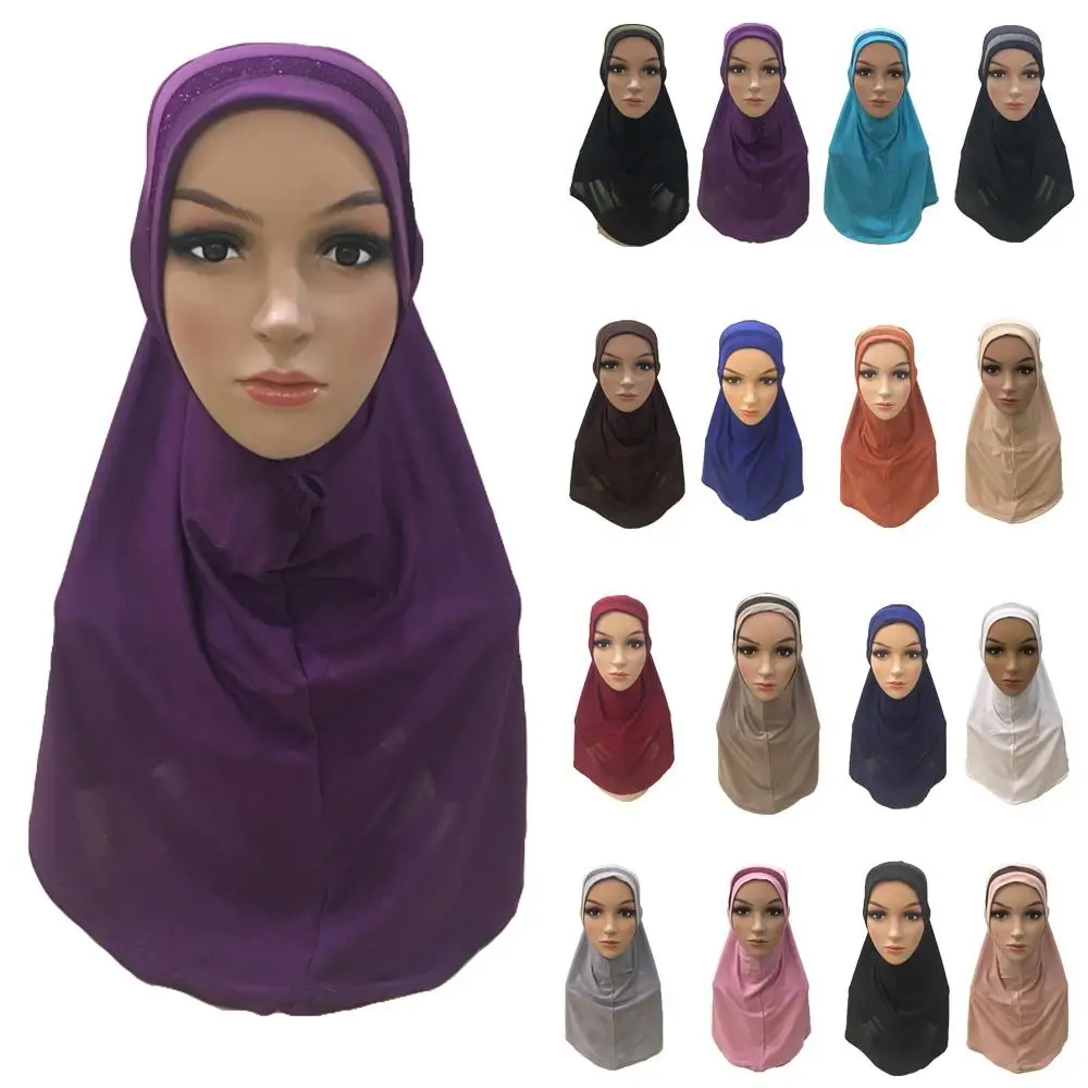 Arab One Piece Muslim Women Amira Hijab Scarf Headscarf Wrap Full Cover Islamic Shawl Turban Khimar Arab Headwear Ramadan Caps