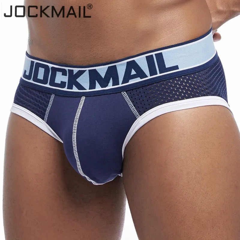 

Трусы-брифы JOCKMAIL WJ мужские, Брендовое нижнее белье, с выпуклым дышащим сетчатым мешочком для пениса, хлопковые пикантные трусы, бикини для геев