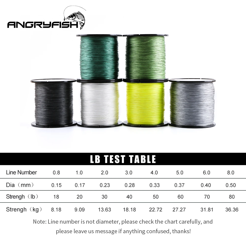 Angryfish Wholesale 500 Meters 8X Braided Fishing Line 8 Colors Super Strong PE Line