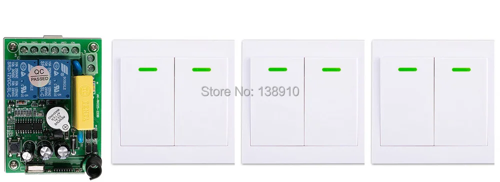 

New AC220V 2CH Wireless Remote Control Switch System Receiver + 3*Wall Panel Remote Transmitter Sticky Remote Smart Home Switch