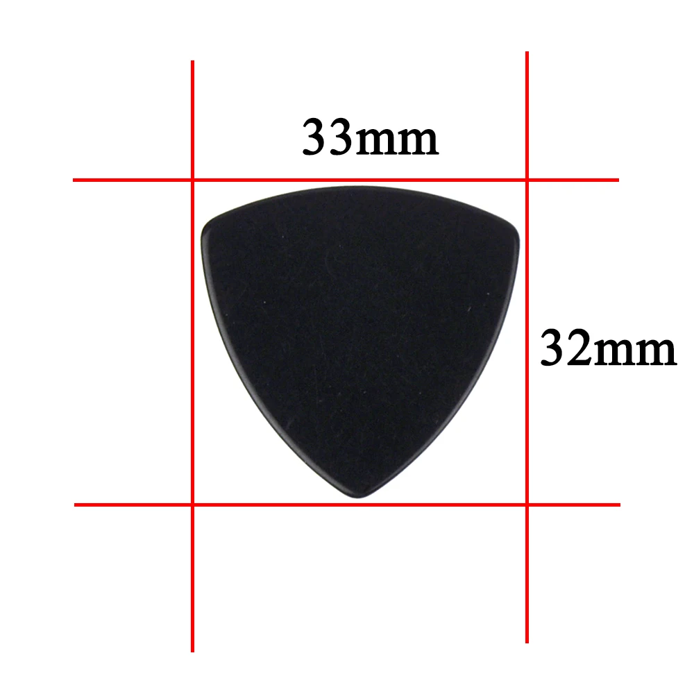 Lots of 100 pcs Rounded Triangle Big Size Medium 0.71mm Celluloid Guitar Picks Solid Black