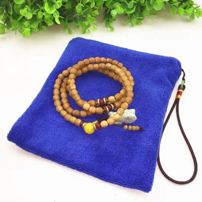 

Plain towel Thicken Zipper bags with Wrist Rope Travel Hanging Jewelry Storage Pouch prayer beads Bracelet Packaging Pocket