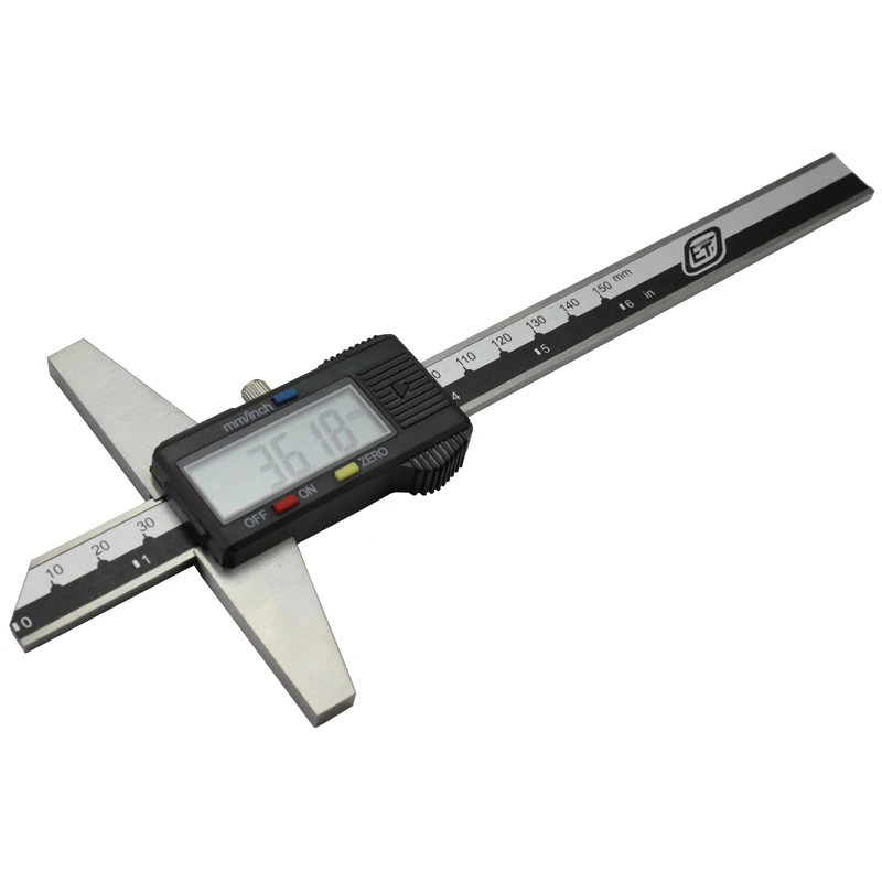 Medidor de Profundidade Digital Imperial Métrico de Aço Inoxidável Vernier Caliper Micrômetro Elétrico Digital 0150 mm