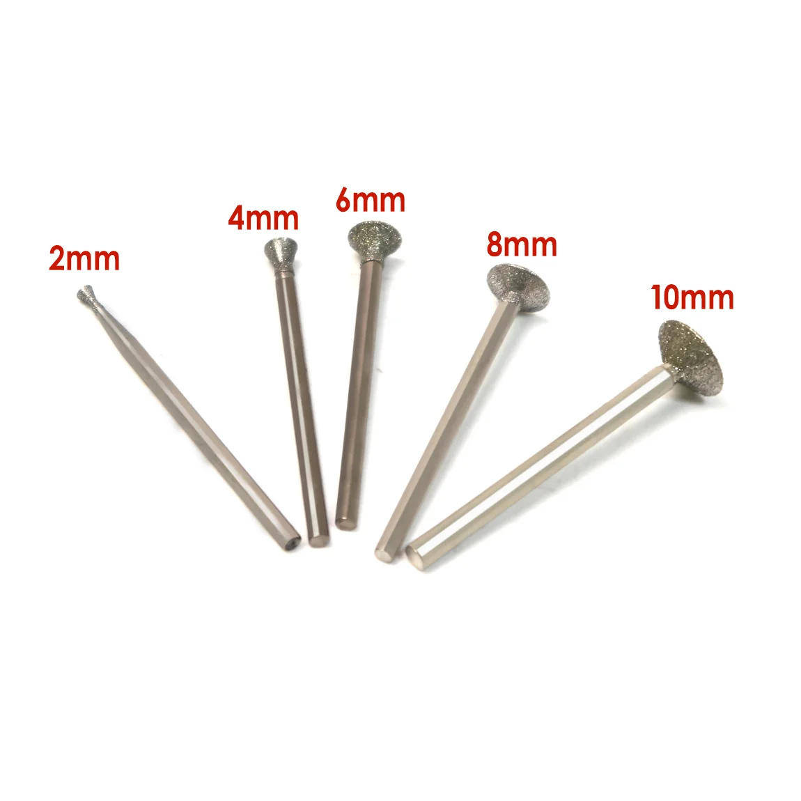 10pcs/set Diamond Burr Mounted Point Concave Beads Grinding Head 2