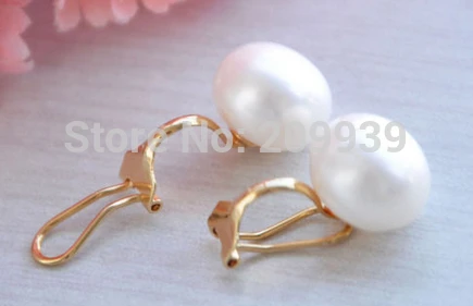 

HOT SELL - hj 12MM WHITE ROUND FRESHWATER PEARL CLIP EARRING -Top quality free shipping