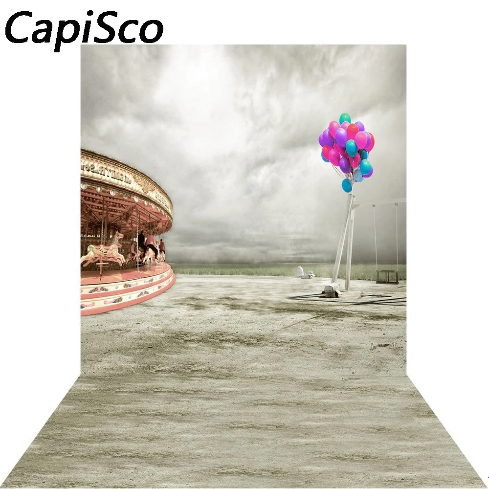 Capisco Carousel Balloon swing Child birthday Photography Backgrounds Customized Photographic Backdrops For Photo Studio