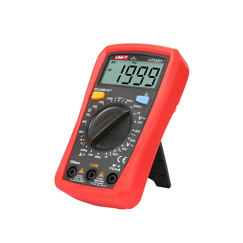 Imagem -04 - Uni-t Mini Multímetro Digital Tamanho da Palma 600v Ncv Alcance Manual ac dc Voltímetro Amperímetro Testador de Resistência Ut33d Plus