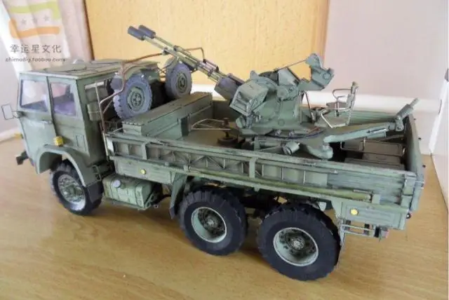 1:25 Star266 Truck And ZU-23-2 Antiaircraft Gun Military Model 3D Paper Model DIY Manual