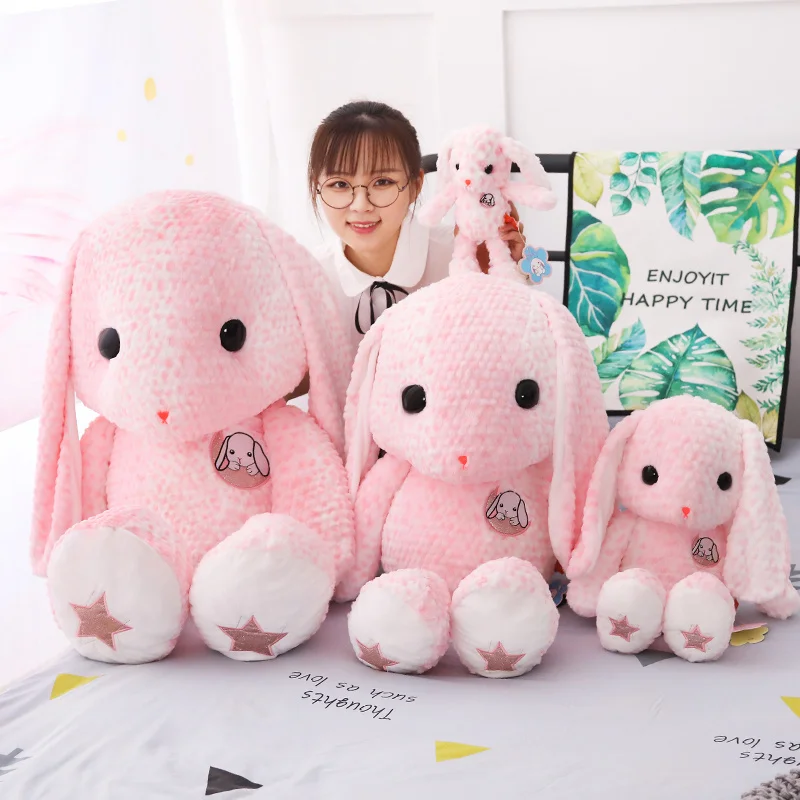 Kawaii Cartoon Rabbit Plush Toy Lop Ear Bunny Doll Pink Rabbit Stuffed Toys Girl sleeping Pillows 75cm 105cm DY50470