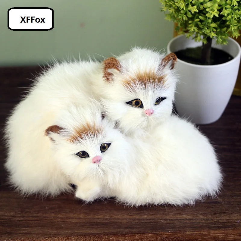 

cute real life yellow head cat model plastic&furs simulation cat monther&baby doll gift about 18x12x10cm xf1313