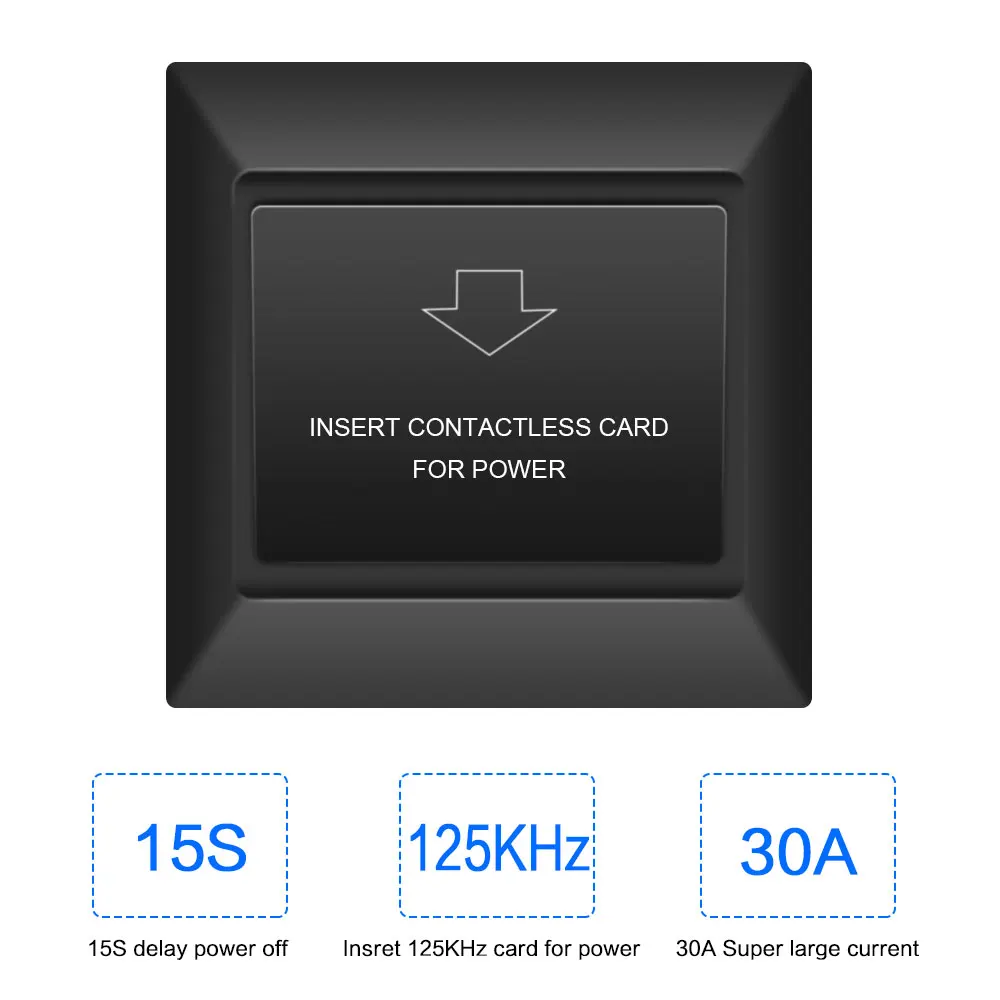 NEW black hotel card switch 125KHz temic motel rfid contactless wall switch insert tk4100 em4200 t57 t5557 card to take power