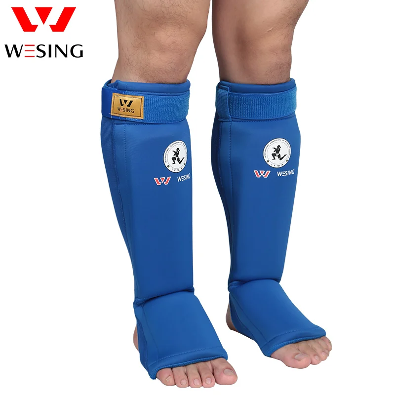 Wesing Professional IFMA Muay Thai Shin Instep Guards and Elbow Guards Muay Thai Protection Equipment Red Blue