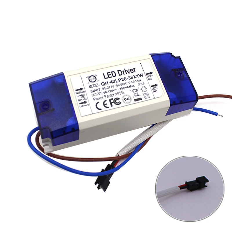 

1PCS 20-36x1W 300mA OUTPUT 60-120V TO INPUT 85-277V LED Driver Power Supply Transformer Light F 1W High Power led chip