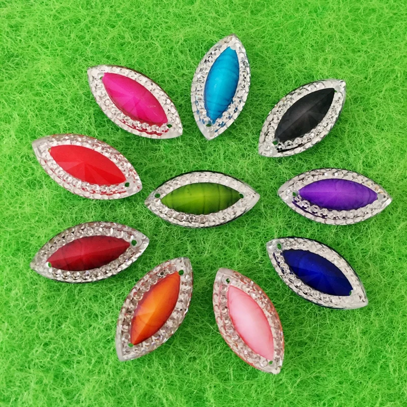 60pcs resin horse eye flat back rhinestone wedding decoration garment accessories 2 hole resin hand seam drilling twist buckle