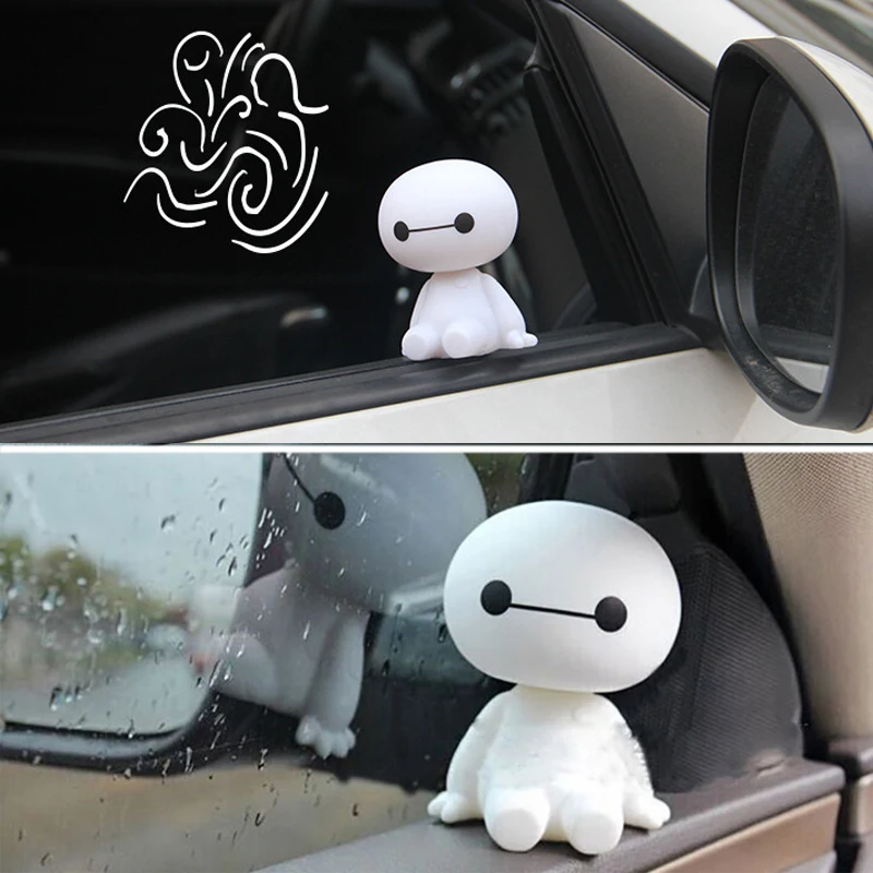 Car Ornaments Big Hero Cartoon Plastic Baymax Cute Robot Shaking Head Figure  Auto Interior Decorations Doll Toys Ornament