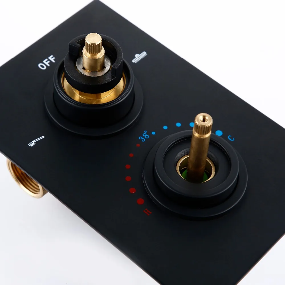 Imagem -02 - Smesiteli Torneira Térmica com Misturador Redonda Quadrada de Latão Sólido com Válvula e Misturador de Água para Banheiro Torneiras de Água