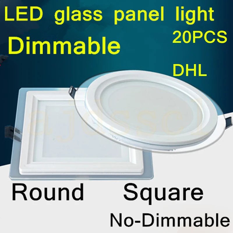 LED Round Panel Downlight Panel Ceiling 20PCS Dimmable Super Bright Glass Recessed Panel Lights LED Spot Light Bulb AC110V 220V