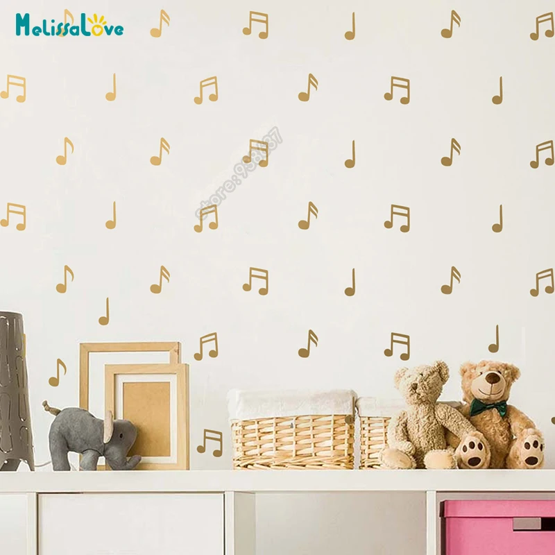 50 pcs Music Note Pattern Sticker For Kid\'s Bedroom Music Lover 5 Type Decorate Wall Sicker Baby Girl Removable Wall Decor SK020
