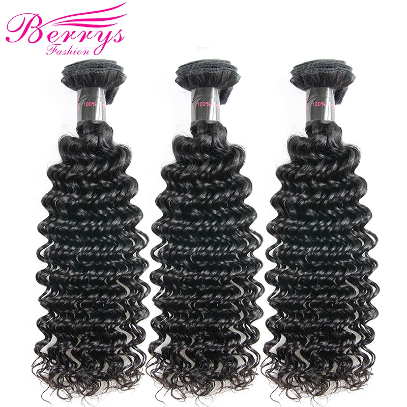 

Deep Wave India Virgin Hair Weave Bundles Deals 3PCS/Lot 100% Unprocessed Human Hair Extensions Berrys Fashion Hair Weaving