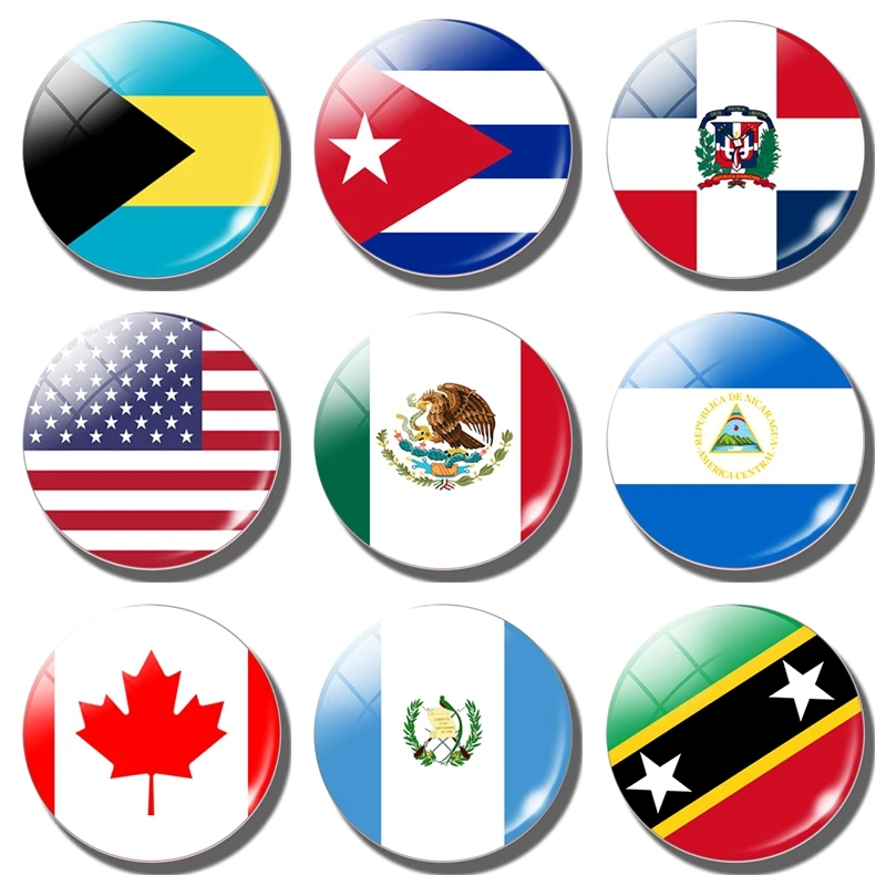 Flag Fridge Magnet Bahamas United States Canada Canadian Cuba Guatemala Mexico Countries Tourist Souvenir Refrigerator Magnets