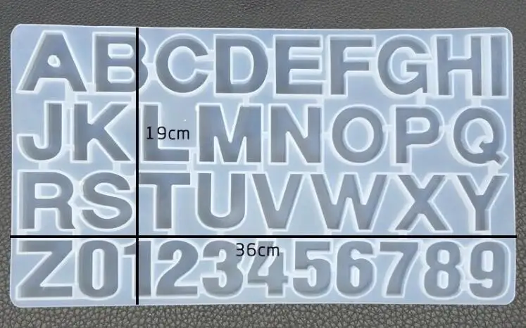 مجموعة قوالب السيليكون للحروف الأبجدية والأرقام - حرف a إلى Z وأرقام 36 قوالب راتينج شفافة كبيرة لمستلزمات راتنجات الإيبوكسي اليدوية