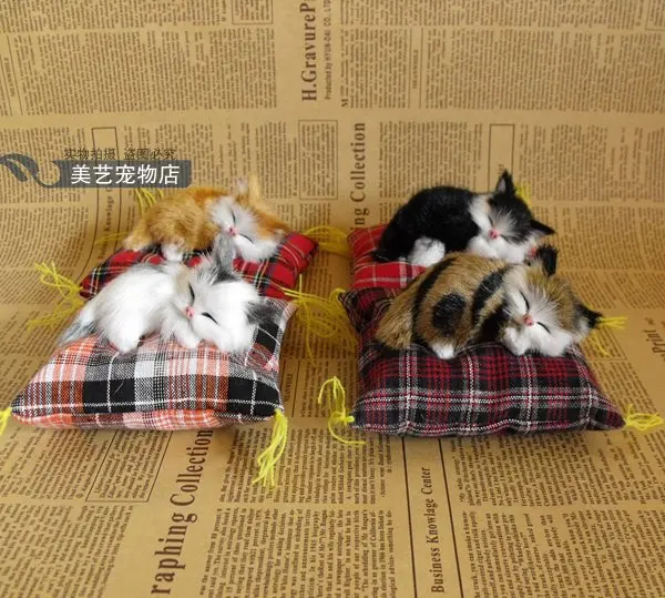 4 pieces a set simulation mini sleeping cat lifelike small cat model doll about 9x4x4cm