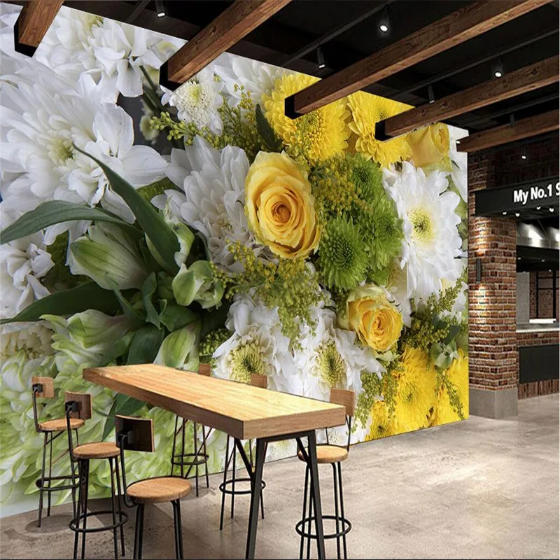 

beibehang Large Painting Home Decor Daisy Rose Flower Murales De Pared Wallpaper Hotel Background Modern Mural for Living Room