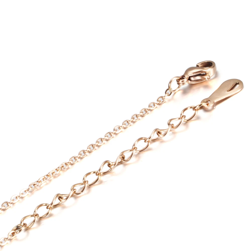 New Fashion 316L Stainless Steel Chain Rose Gold Color Cylinder Pendant \