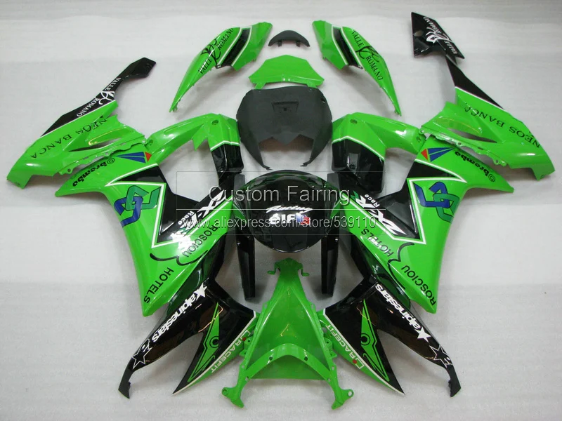 100%new hulls kit For Kawasaki ZX10R 08 10 Ninja 2008 2009 2010 green / black ZX-10R FAIRING KIT FAIRINGS [XX001]