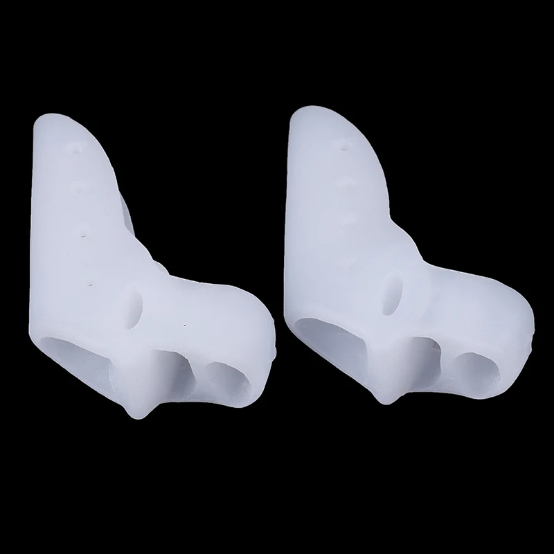 2Pcs Silicone Gel Foot Toes Two Hole Toe Separator Thumb Valgus Protector Bunion Hallux Valgus Guard Feet Overlapping Pad Insert