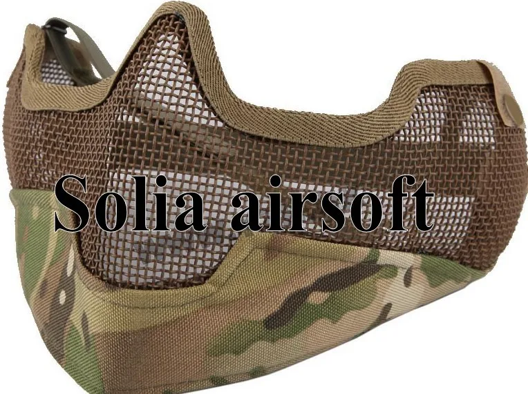 Half face metal net mesh protect mask airsoft hunting Military CP Multicam