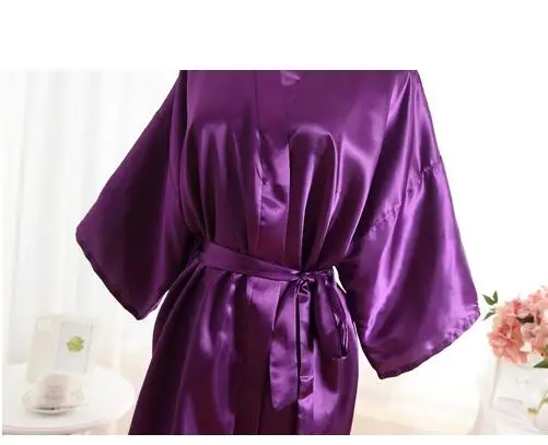 Sexy Large Size Faux Silk Satin Night Kimono Robe Short Bathrobe Perfect Wedding Bride Bridesmaid Robes Dressing Gown WY-01