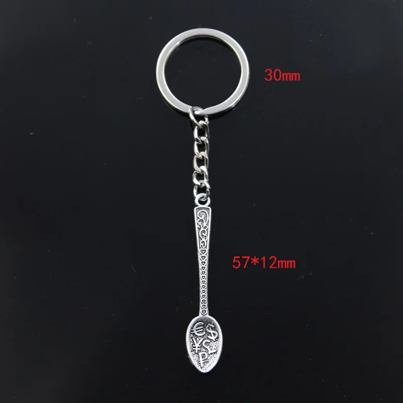 Hot Fashion Dollar Spoon Money 57x12mm Pendant 30mm Key Ring Metal Chain Bronze Silver Color Men Car Gift Keychain Dropshipping