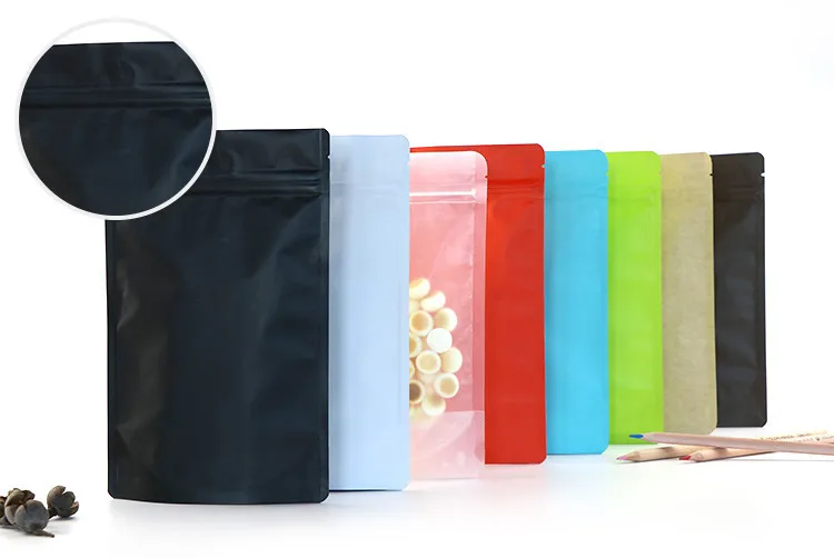 Wholesale Matt Light Blue Stand up Aluminum Foil Ziplock Bag Snack Cookie Coffee Packaging Bag Doypack Light Blue Foil Zip Pouch