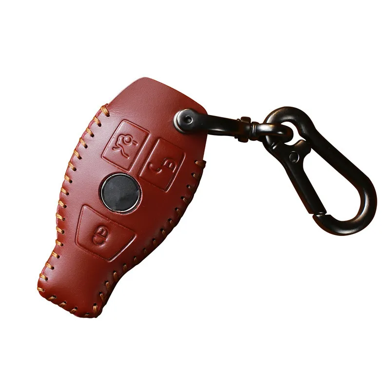 Genuine Leather Car Key Case Cover For Mercedes W203 W210 W211 NEC W204 C E S Classe Smart Car Keychain For BGA Key