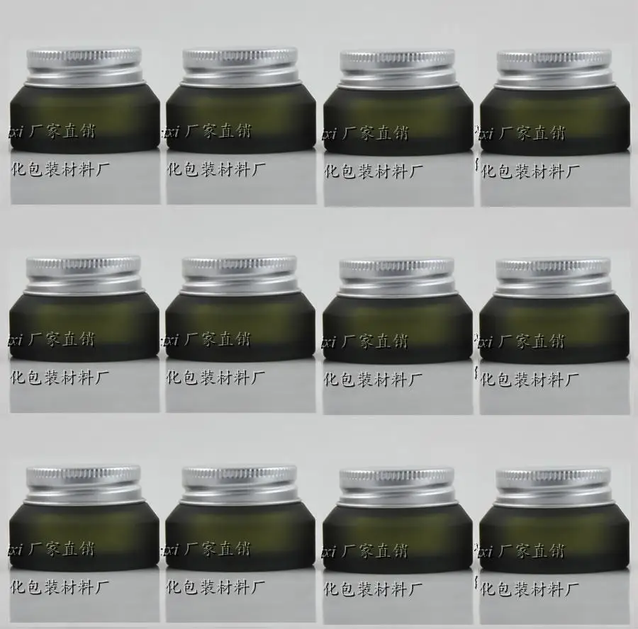 

30pcs empty 15g olive green frost glass cream jar with silver lid, glass 15ml cosmetic packaing eye cream,15g mini glass bottle