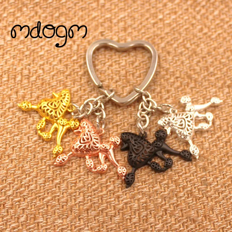 Cute Poodle Dog Animal Gold Silver Plated Metal Pendant Keychain For Bag Car Women Men Key Ring Love Jewelry K012