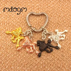 Cute Poodle Dog Animal Gold Silver Plated Metal Pendant Keychain For Bag Car Women Men Key Ring Love Jewelry K012